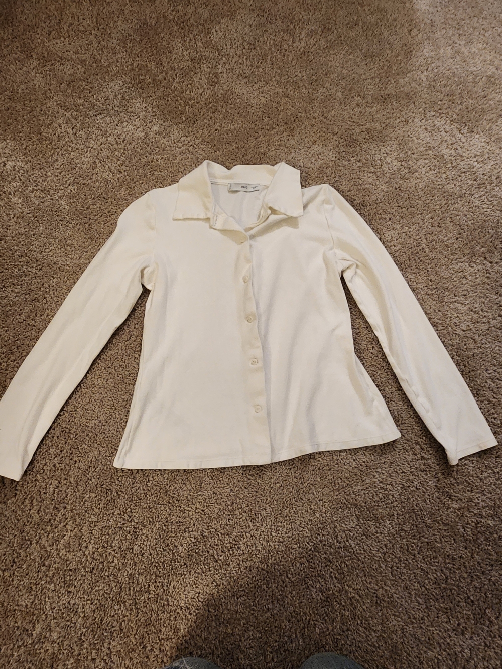 Women’s Classic Button-Front Long Sleeve Top - Cream